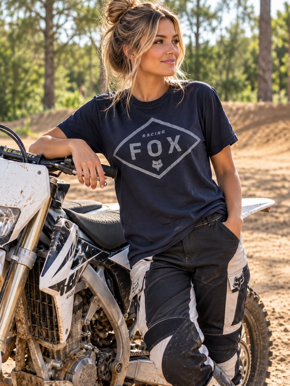 Fox Navy Graphic Logo Short Sleeve Tee Sz L